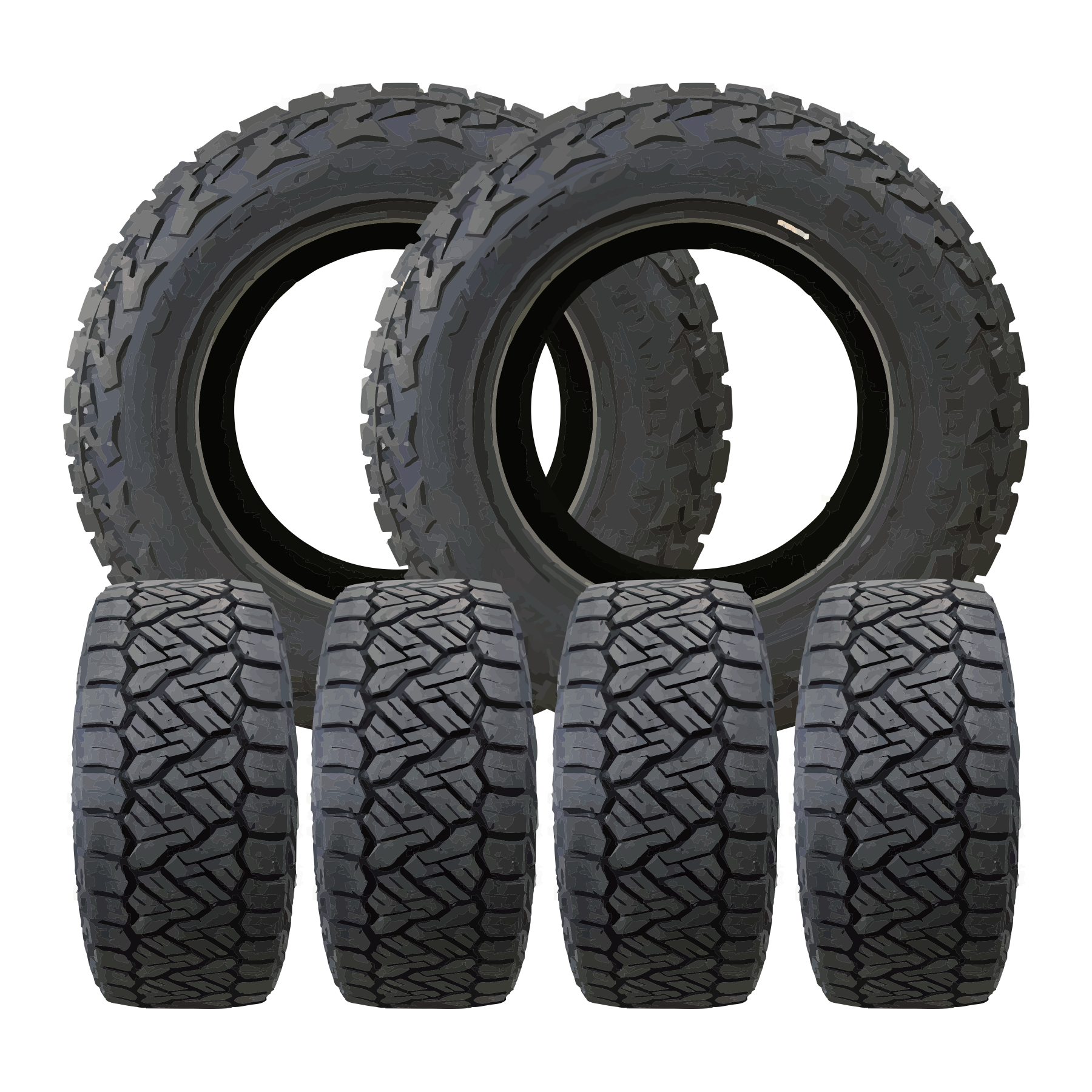 American Force 5 Holes Polished 24x8.25 Wheels & Nitto Tires Recon Grappler A/T 315/50R24 Tires - 24" Dually Package