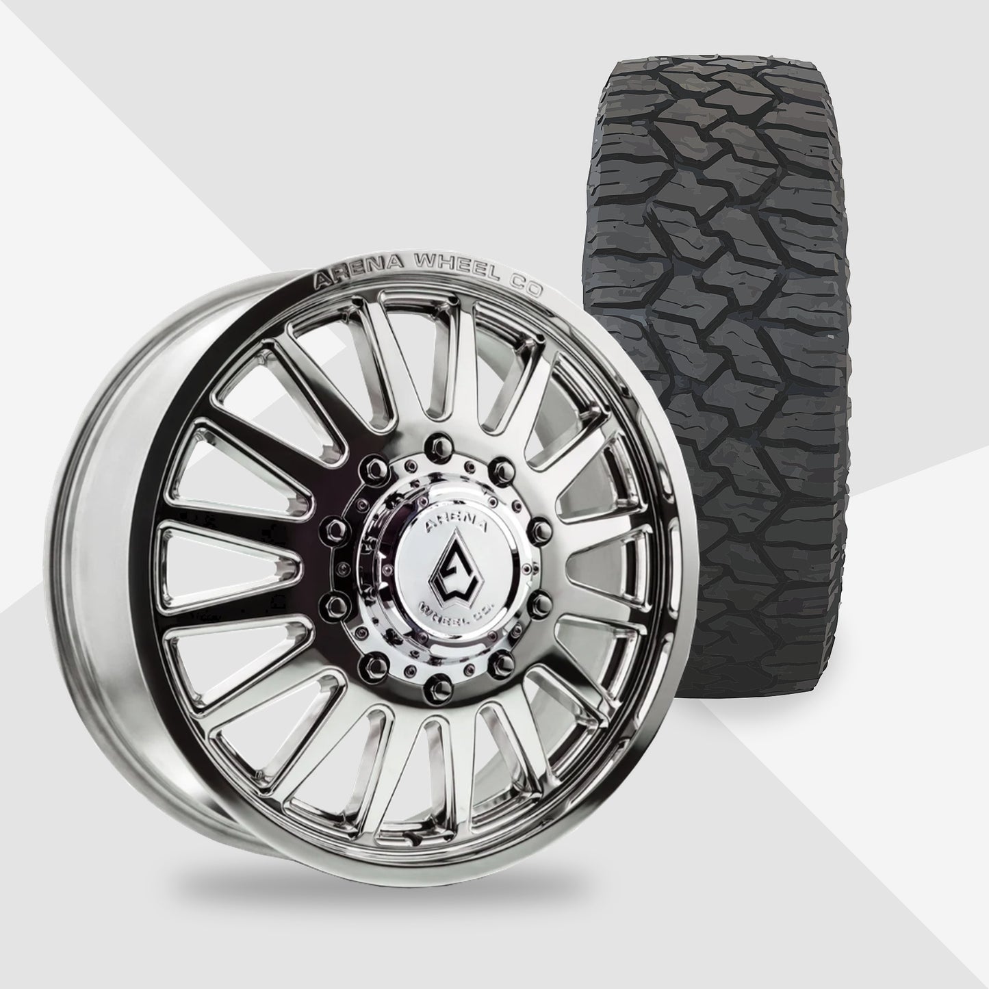 Arena Rival Milled And Polished 20x8.25 Nitto Tires Exo Grappler AWT 35x12.50R20 20" Dually Package