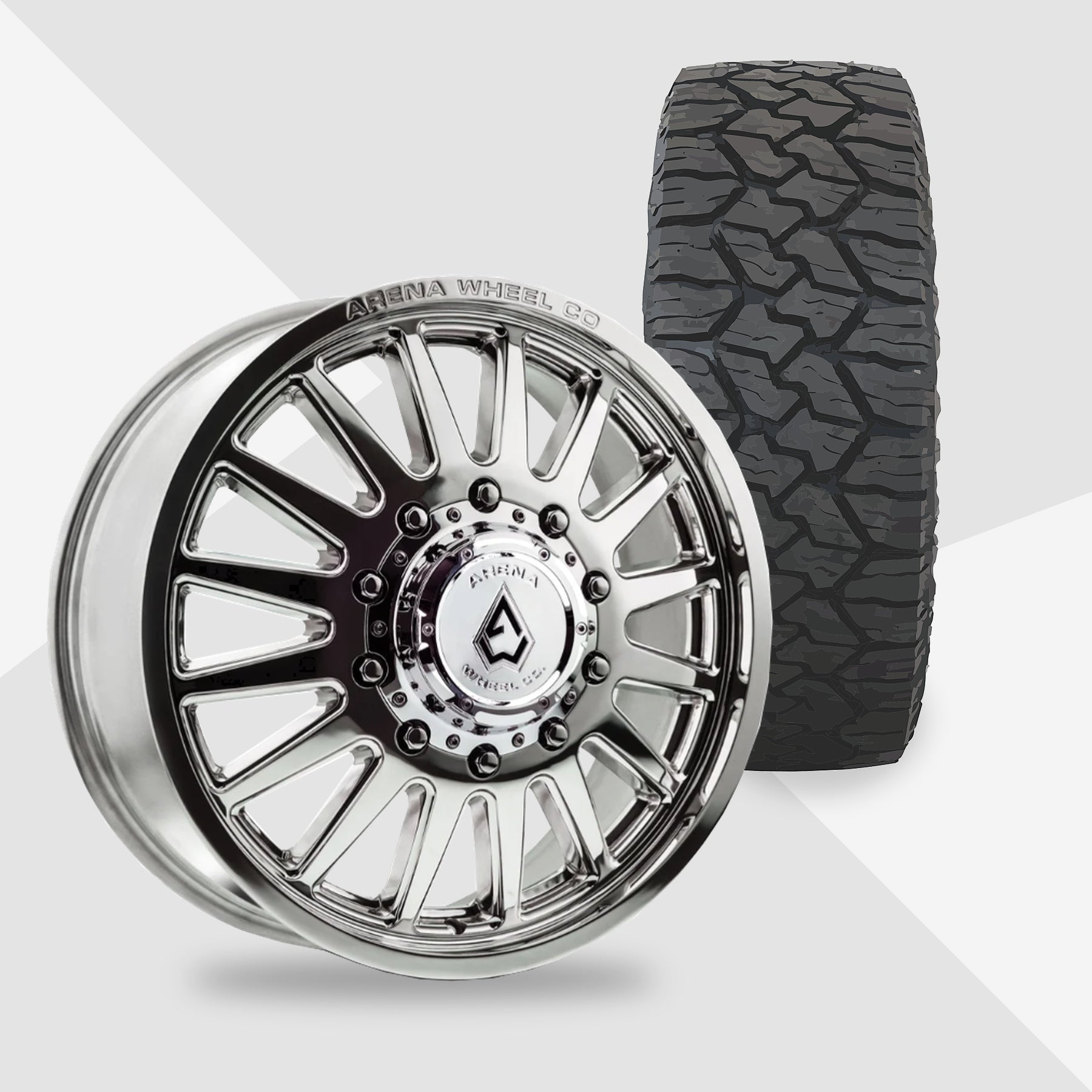 Arena Rival Milled And Polished 20x8.25 Nitto Tires Exo Grappler AWT 35x12.50R20 20" Dually Package