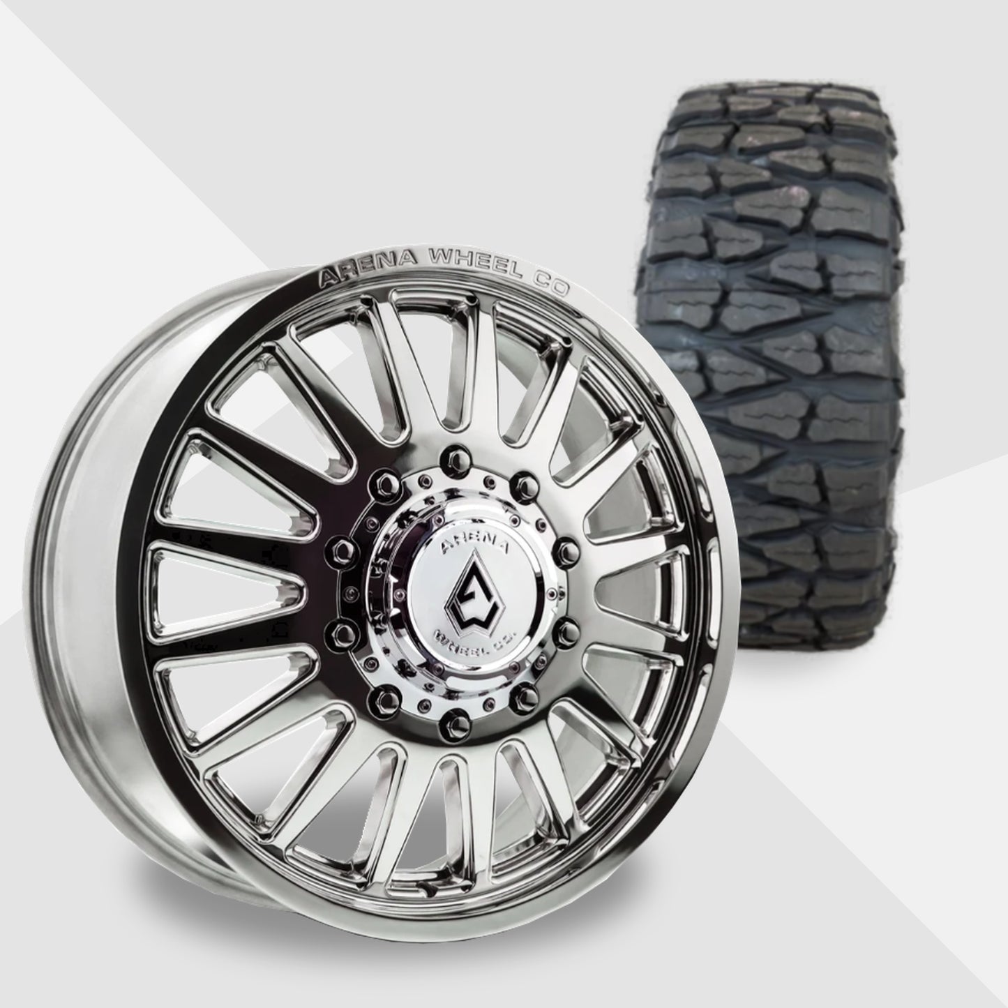 Arena Rival Milled And Polished 20x8.25 Nitto Tires Mud Grappler 35x12.50R20 20" Dually Package