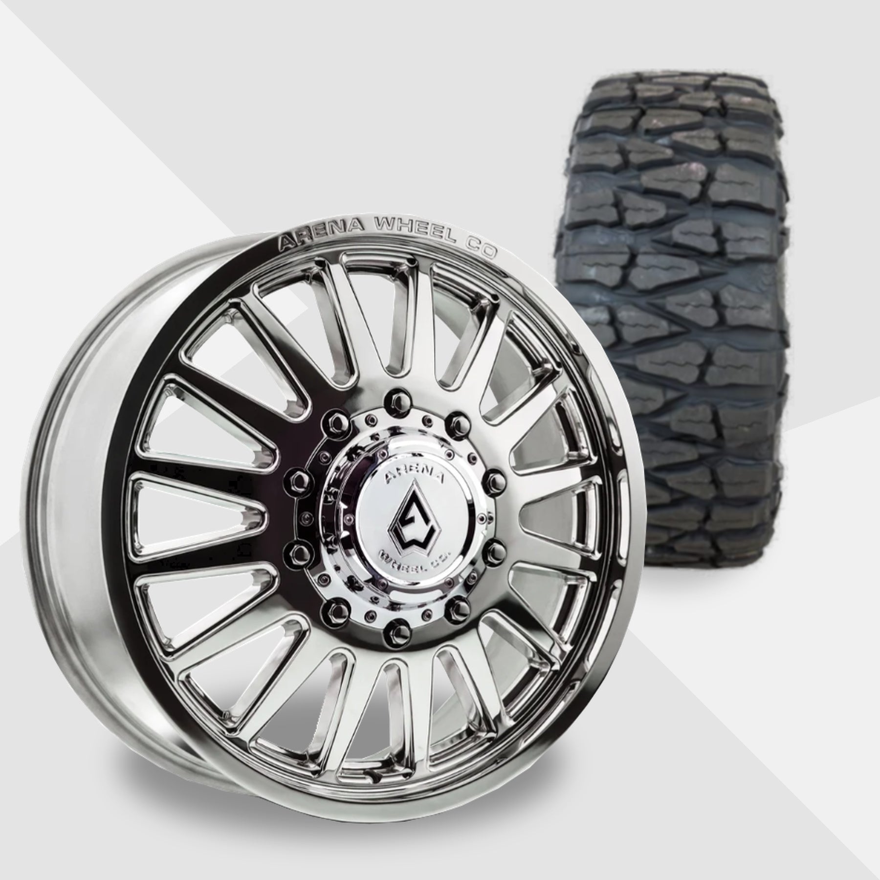 Arena Rival Milled And Polished 20x8.25 Nitto Tires Mud Grappler 35x12.50R20 20" Dually Package