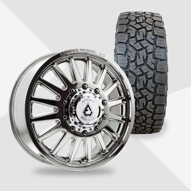 Arena Rival Milled And Polished 20x8.25 Toyo Tires Open Country A/T III 35x12.50R20 20" Dually Package