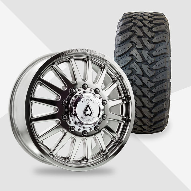 Arena Rival Milled And Polished 20x8.25 Toyo Tires Open Country M/T 35x12.50R20 20" Dually Package