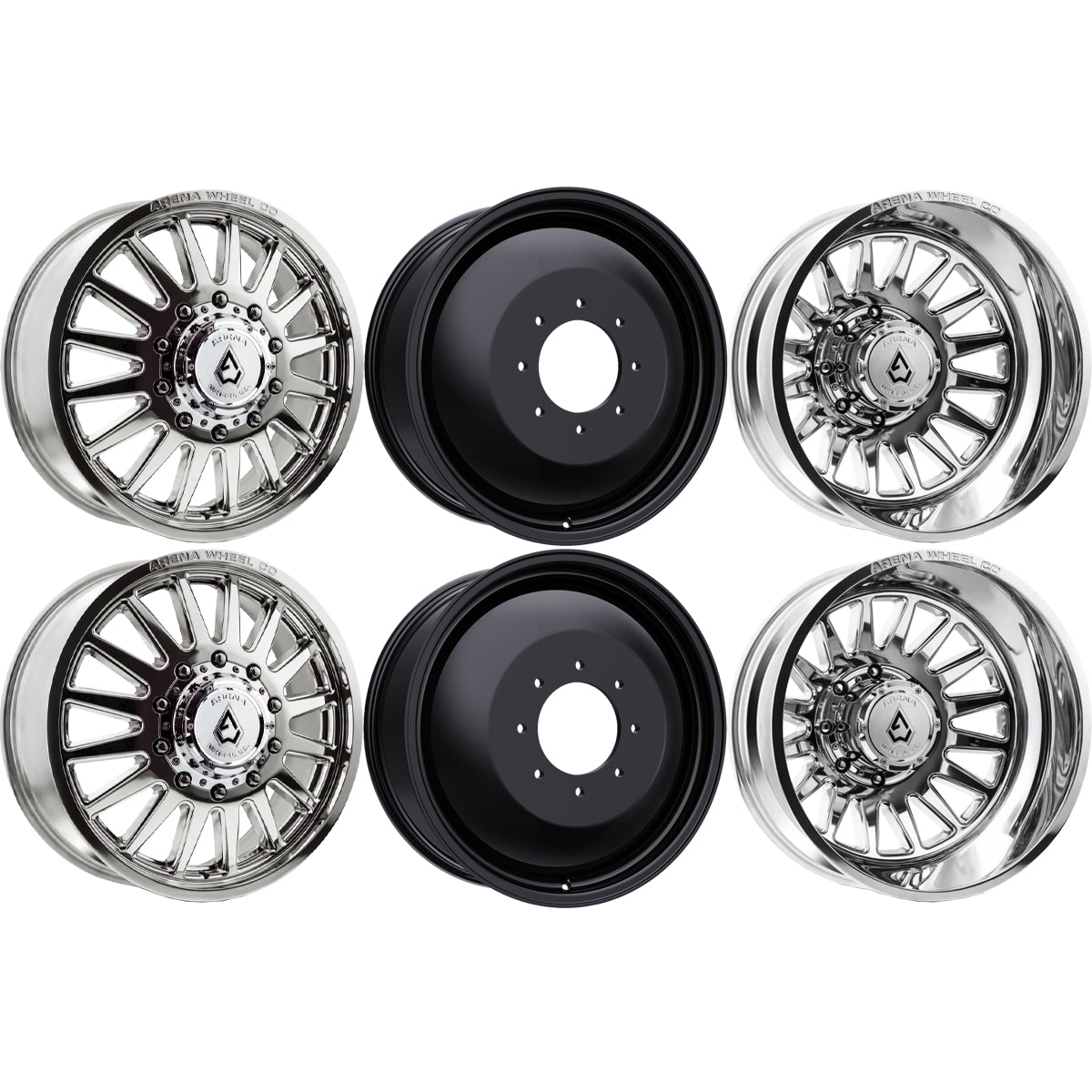 Arena Rival Milled And Polished 20x8.25 AMP Tires Terrain Attack A/T 35x12.50R20 20" Dually Package