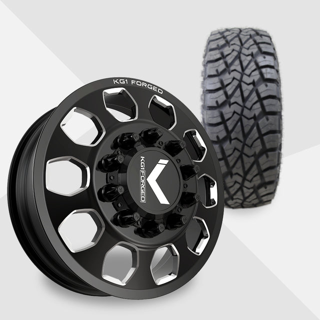 KG1 Sarge-KD 22x8.25 Wheels & AMP Tires Terrain Attack R/T 35x12.50R22 Tires - 22" Dually Package