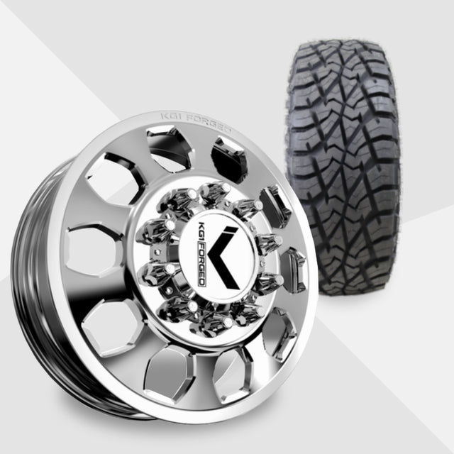 KG1 Sarge-KD 22x8.25 Wheels & AMP Tires Terrain Attack R/T 35x12.50R22 Tires - 22" Dually Package