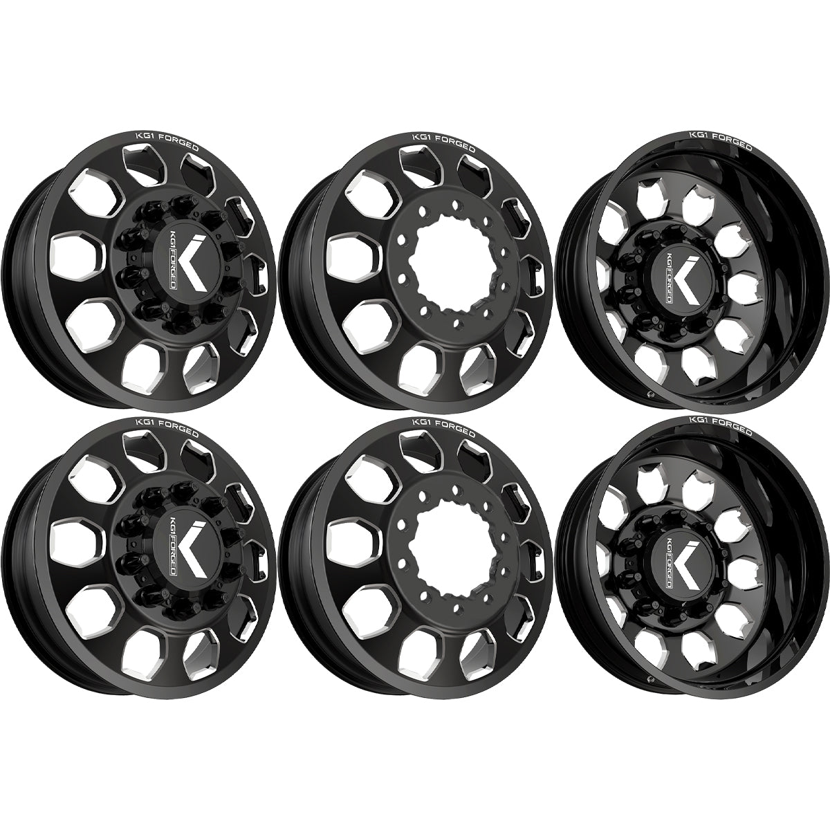 KG1 Sarge-KD 22x8.25 Wheels & Nitto Tires Ridge Grappler 35x12.50R22 Tires - 22" Dually Package