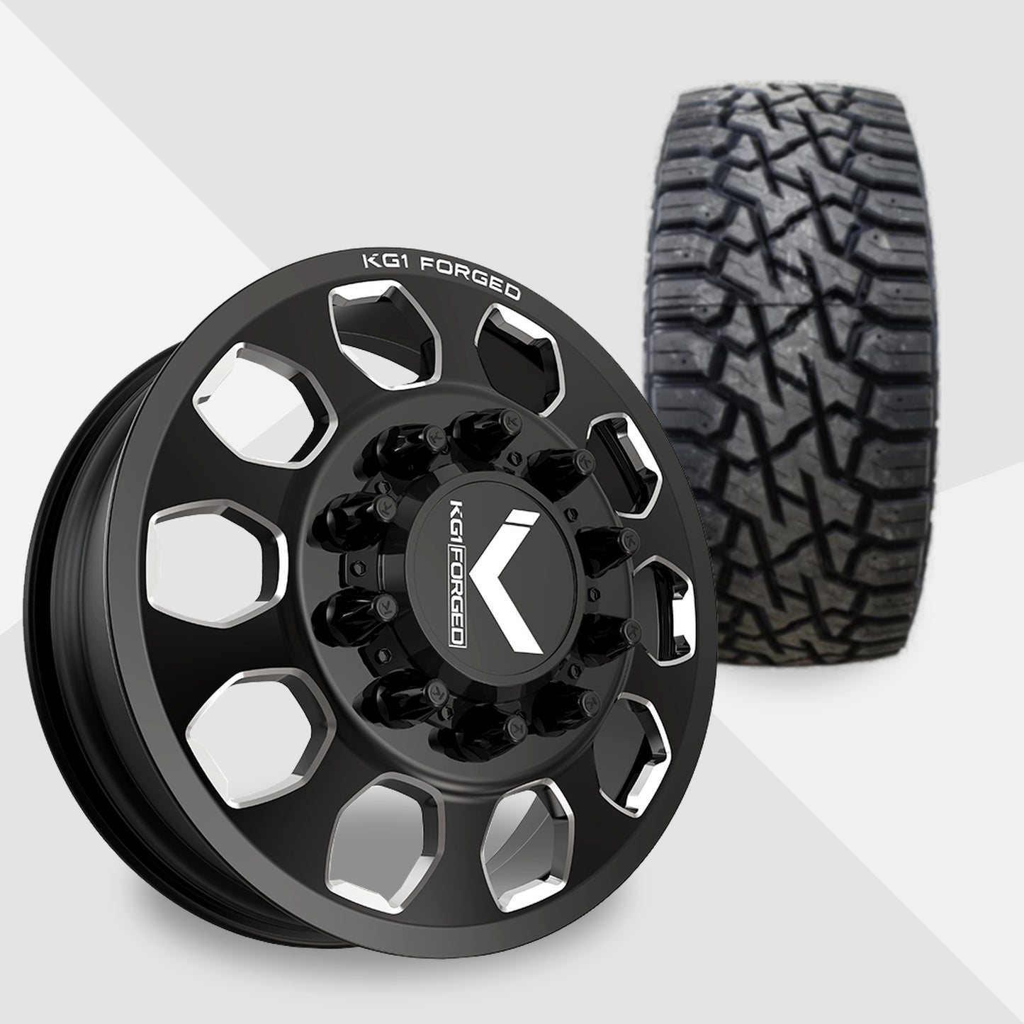 KG1 Sarge-KD 22x8.25 Wheels & Venom Power Tires Trail Hunter R/T 35x12.50R22 Tires - 22" Dually Package