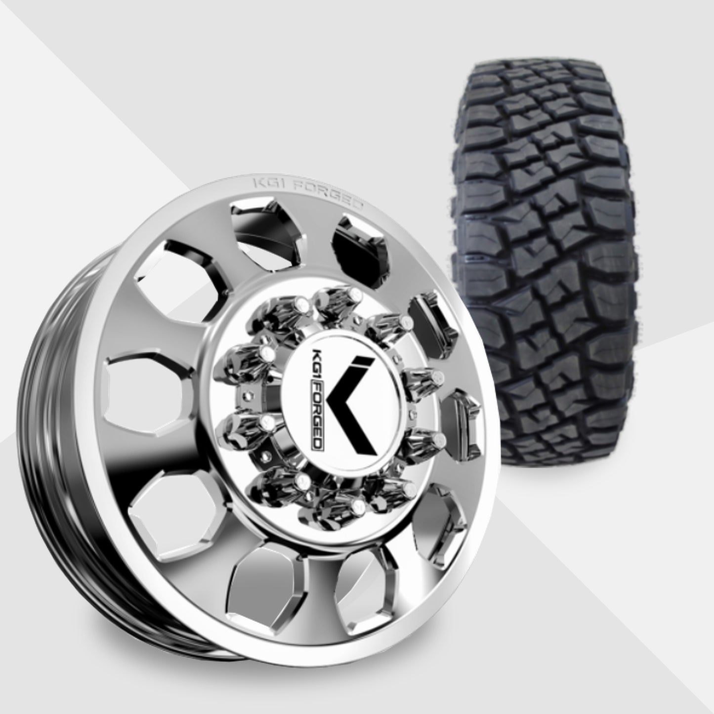 KG1 Sarge-KD 22x8.25 Wheels & Toyo Tires Open Country RT Pro 37x13.50R22 Tires - 22" Dually Package