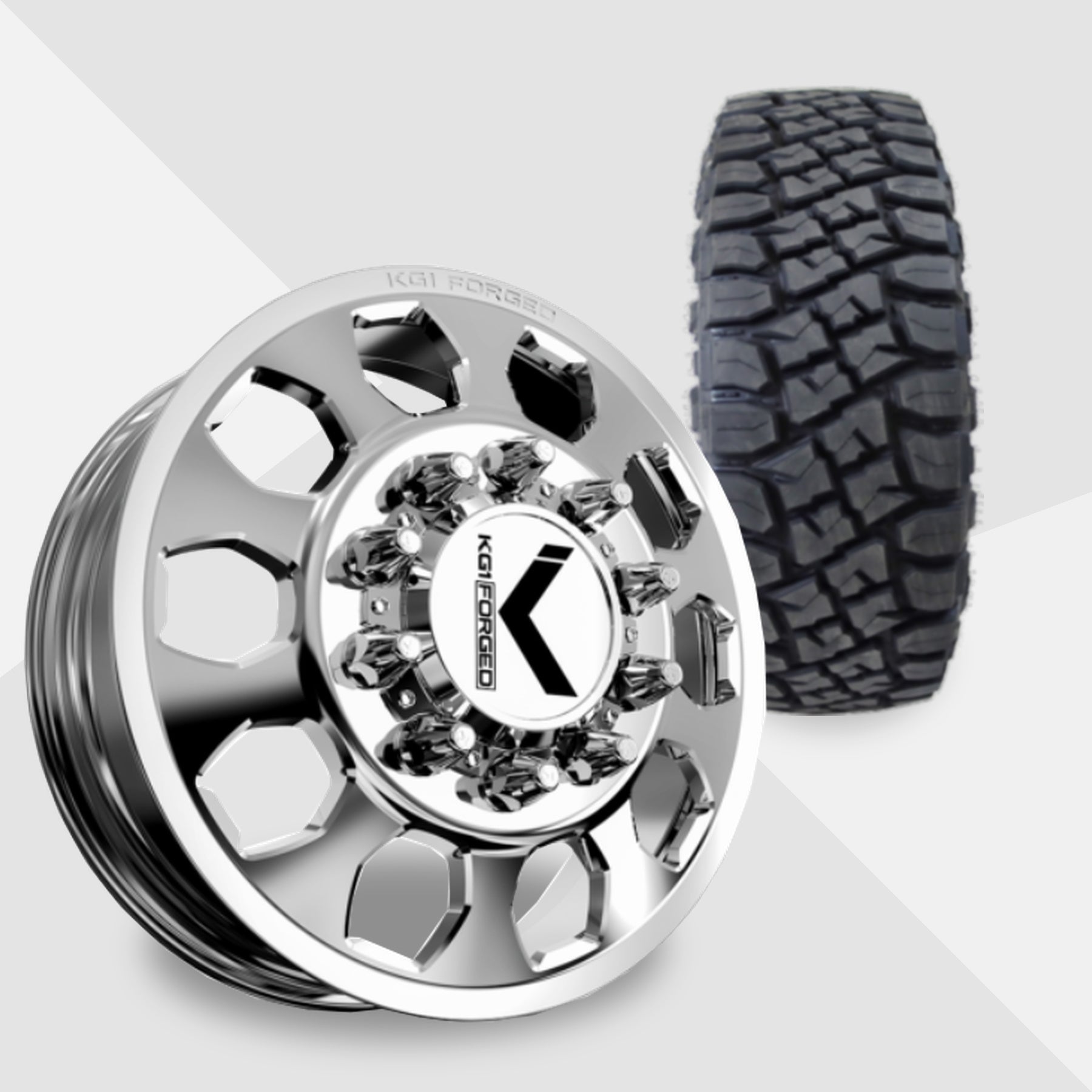 KG1 Sarge-KD 22x8.25 Wheels & Toyo Tires Open Country RT Pro 37x13.50R22 Tires - 22" Dually Package
