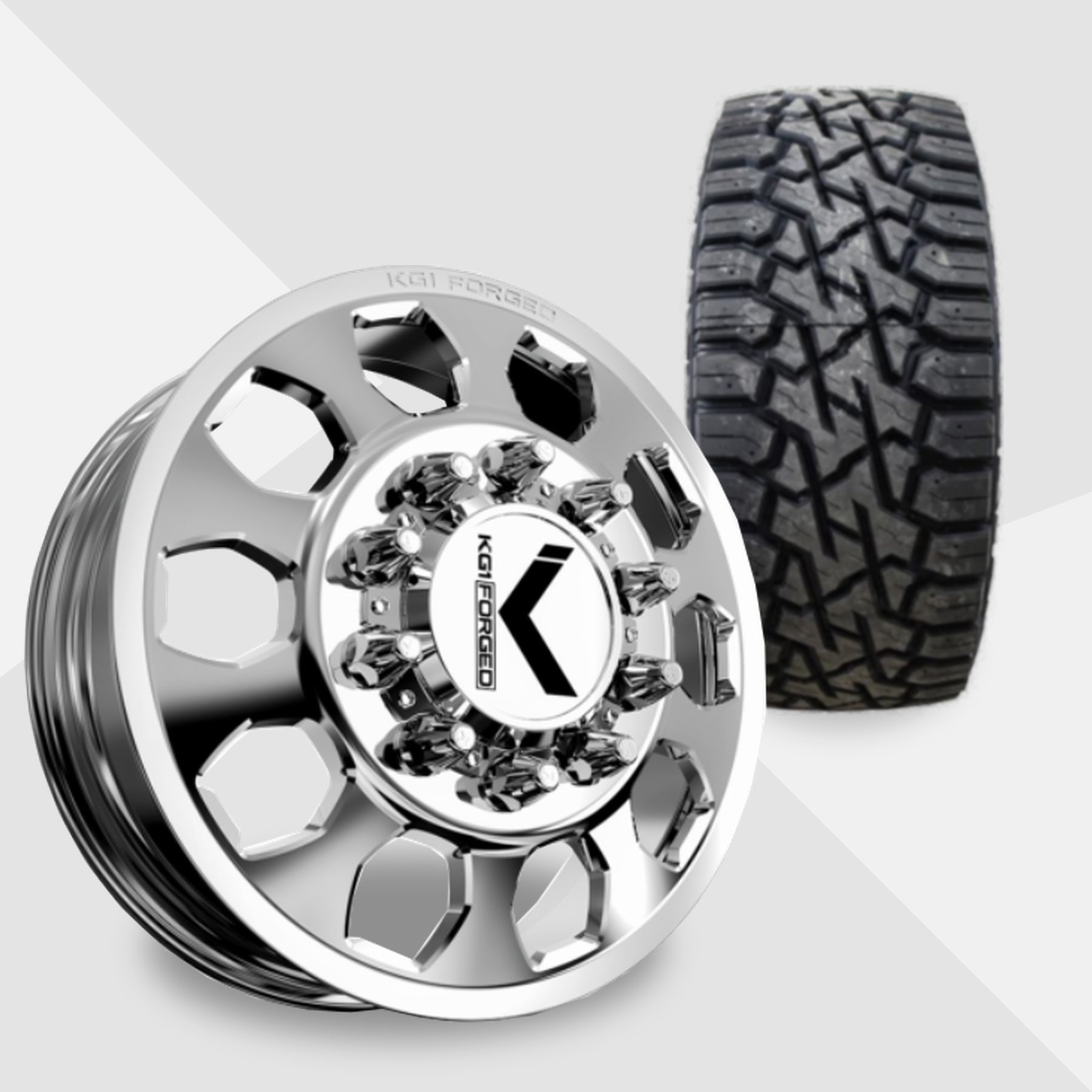 KG1 Sarge-KD 22x8.25 Wheels & Venom Power Tires Trail Hunter R/T 37x12.50R22 Tires - 22" Dually Package