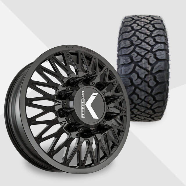 KG1 Seismic-KD 24x8.25 Wheels & Kenda Tires Klever R/T 35x12.50R24 Tires - 24" Dually Package