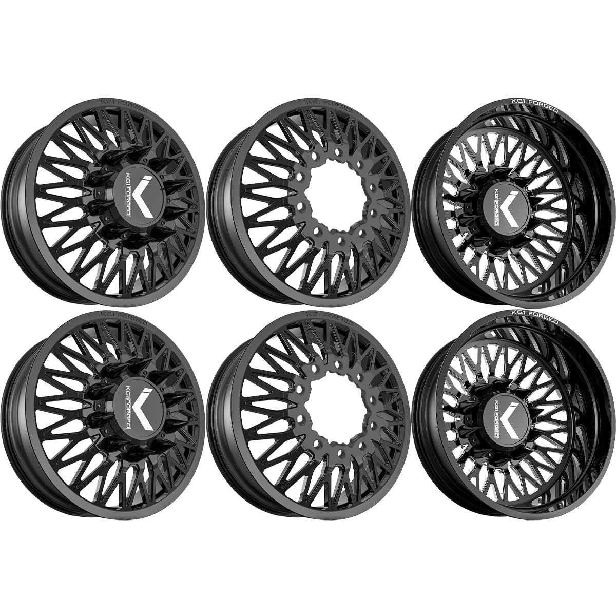 KG1 Seismic-KD 24x8.25 Wheels & Kenda Tires Klever R/T 35x12.50R24 Tires - 24" Dually Package