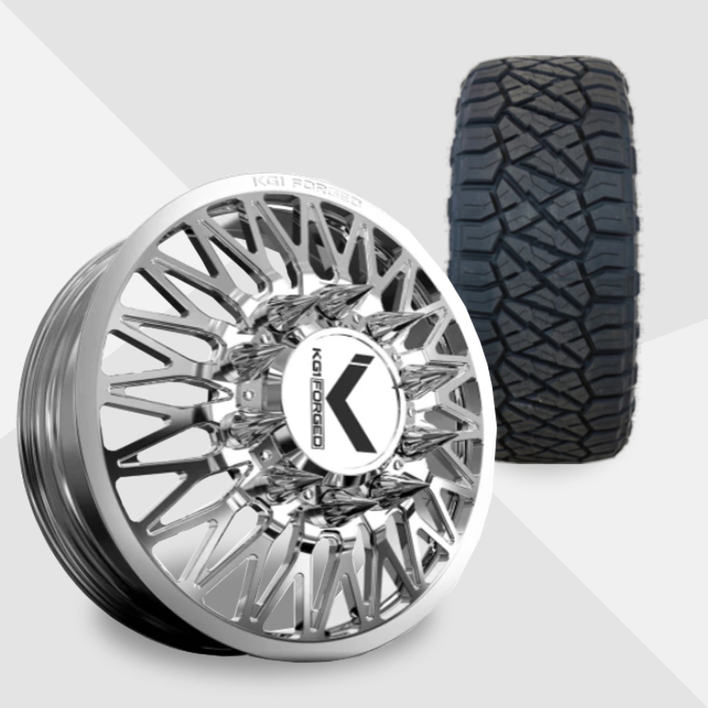 KG1 Seismic-KD 22x8.25 Wheels & Nitto Tires Ridge Grappler 35x12.50R22 Tires - 22" Dually Package
