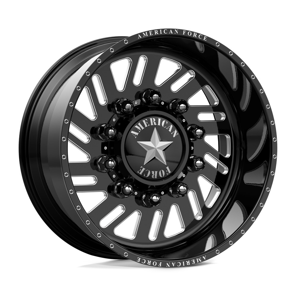 American Force 670 Shift SD Gloss Black Milled 22x11 8x170 Dually Wheels