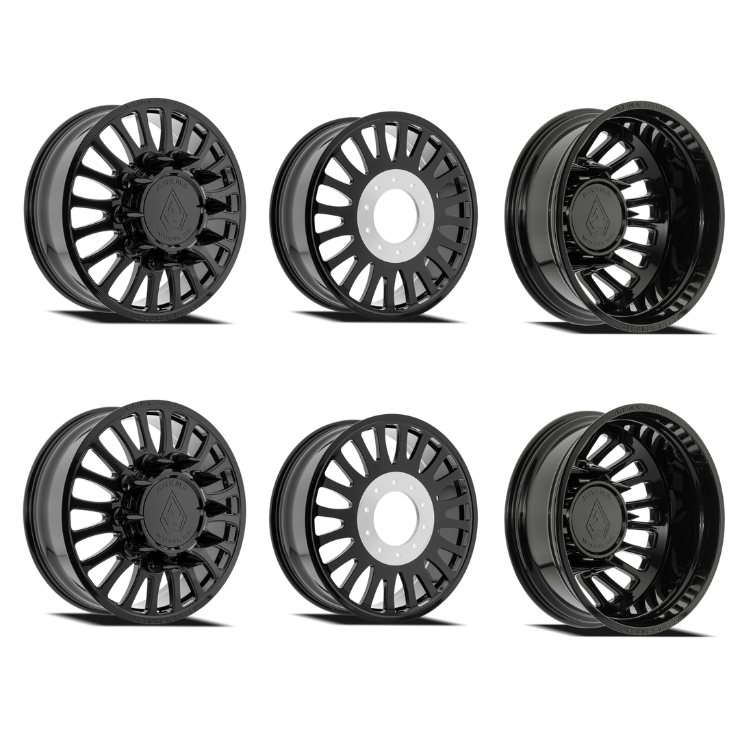 Arena Forged Shoreline Gloss Black 24x8.25 8x200 Dually Wheels