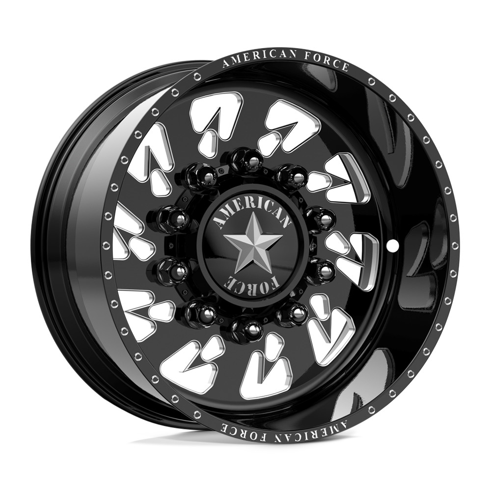 American Force 6G14 Sideways SD Gloss Black Milled 22x11 8x210 Dually Wheels