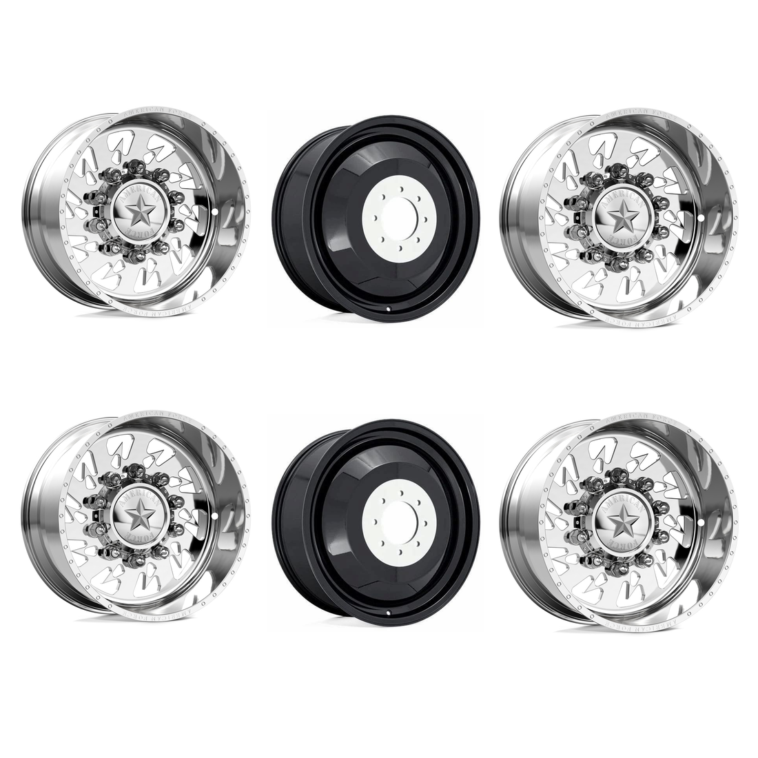 American Force 6G14 Sideways SD Polished 22x14 8x170 Dually Wheels