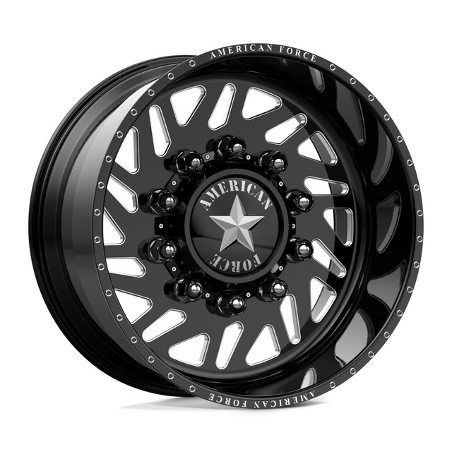 American Force 6H02 Siege SD Gloss Black Milled 22x14 8x210 Dually Wheels