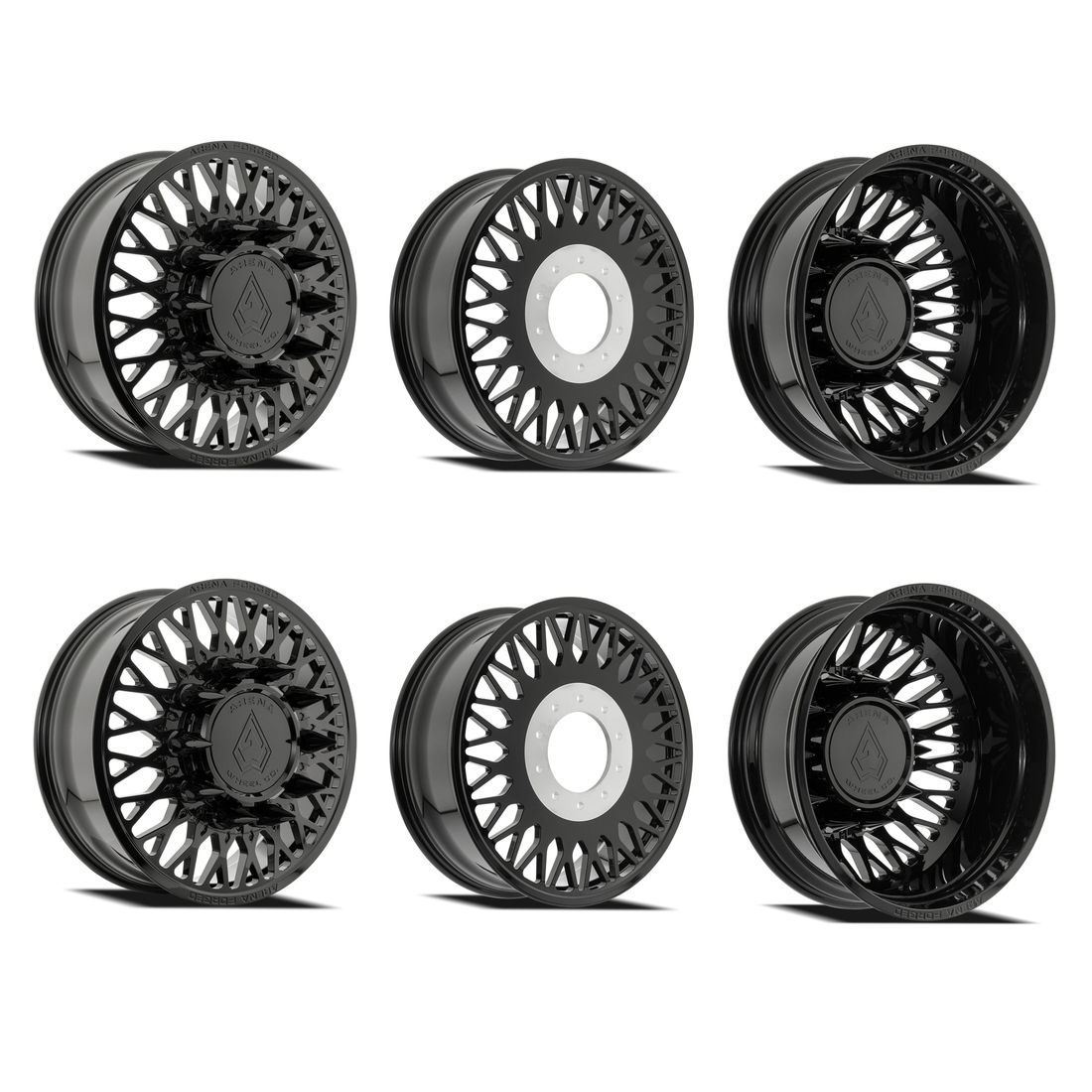 Arena Forged Stealth Gloss Black 24x8.25 8x200 Dually Wheels