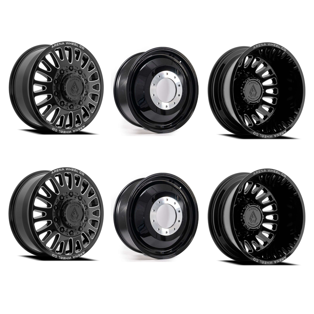 Arena A136 Sultan Gloss Black Milled 20x8.25 8x200 Dually Wheels