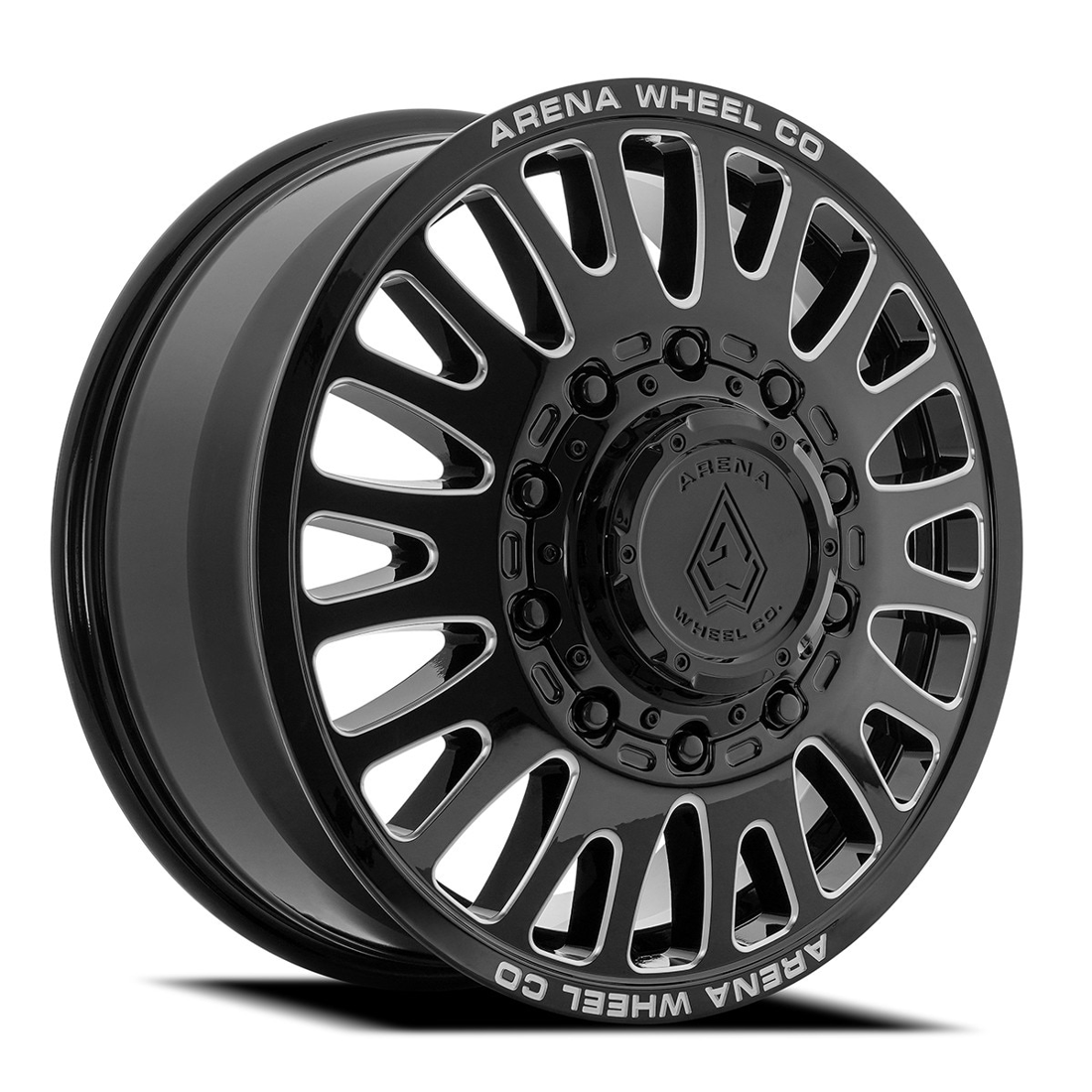 Arena A136 Sultan Gloss Black Milled 20x8.25 8x200 Dually Wheels