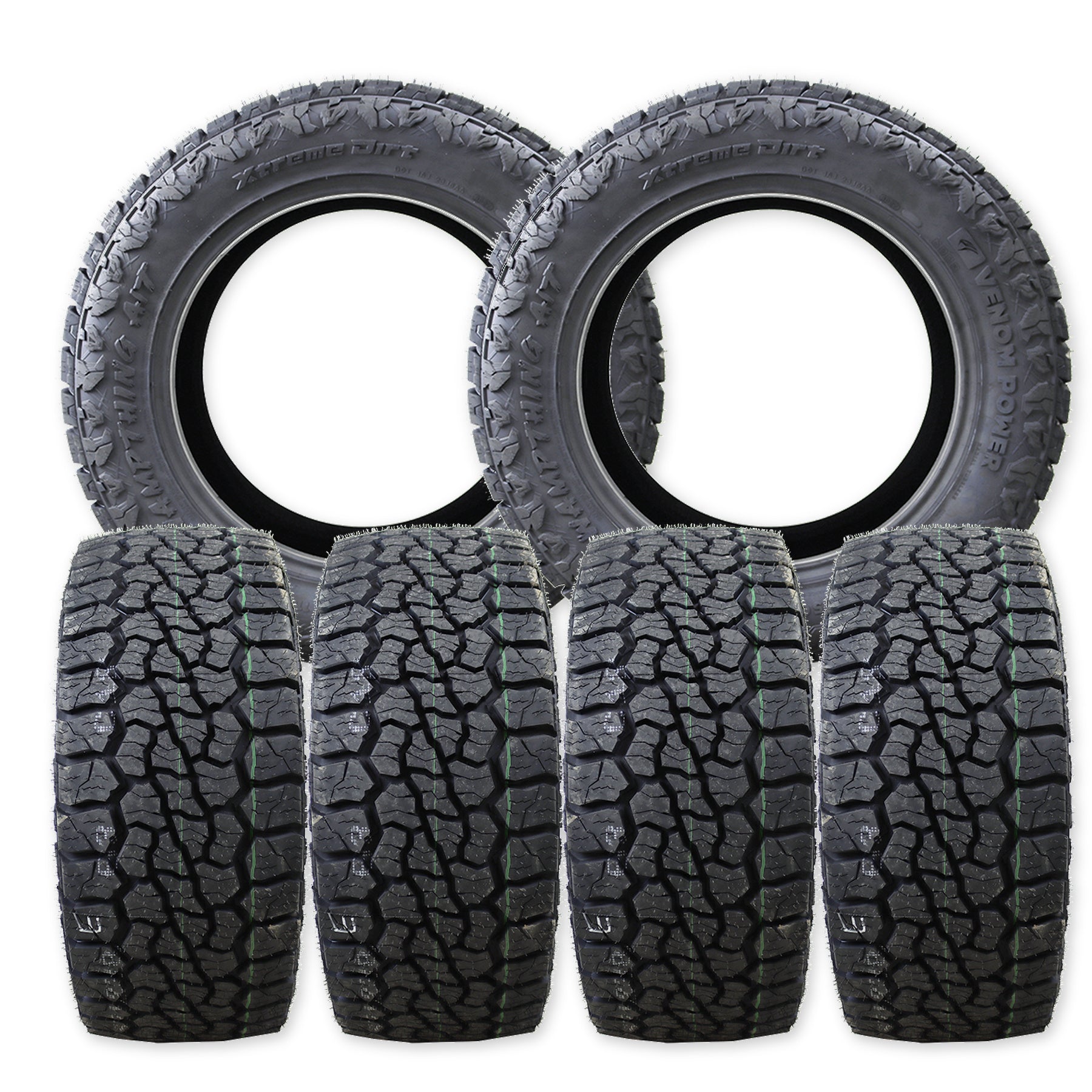American Force Classic Gloss Black Milled 24x8.25 Venom Power Tires Swampthing A/T 35x13.50R24 24" Dually Package