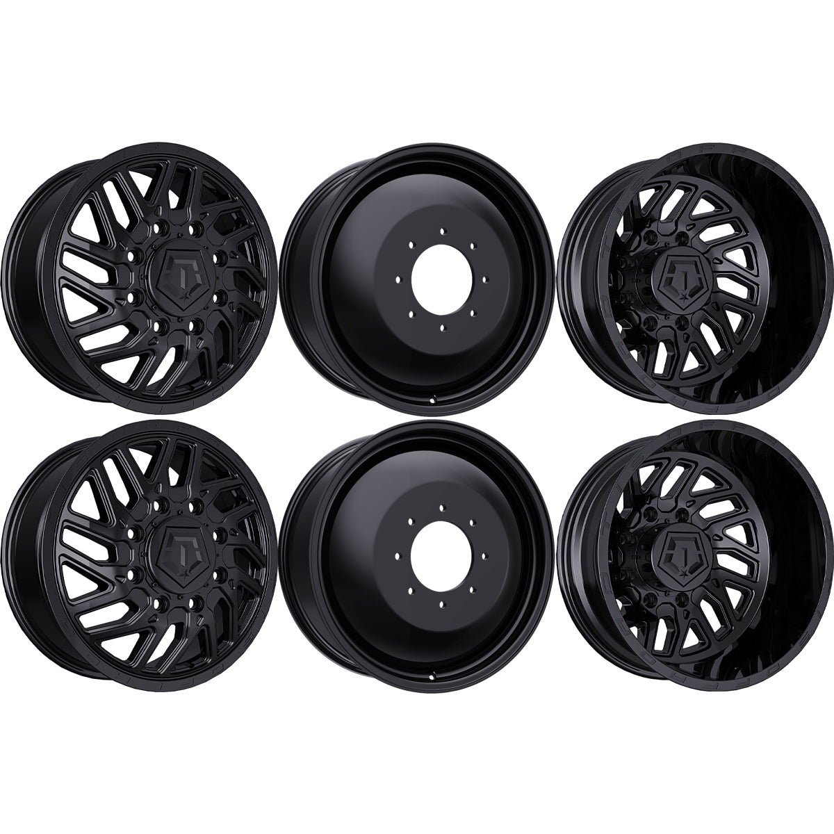 TIS 544B Gloss Black 22x8.25 22" Dually Wheels