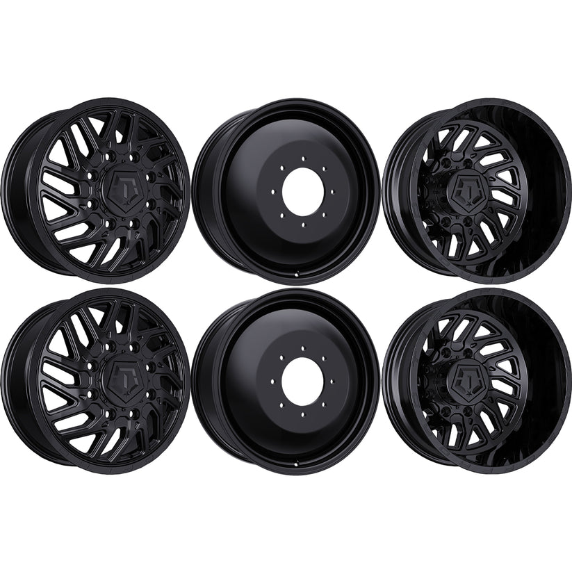 TIS 544B Dually 22x8.25 Wheels & Toyo Tires Open Country A/T III 35x12.50R22 Tires - 22" Dually Package