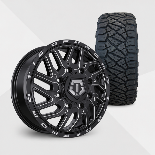 TIS 544BM Dually 20x8.25 Wheels & Nitto Tires Ridge Grappler 35x11.50R20 Tires - 20" Dually Package