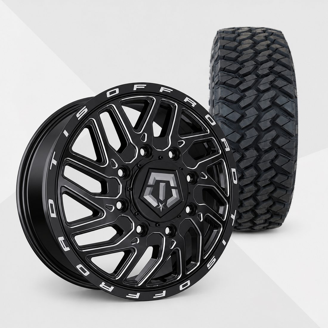 TIS 544BM Dually 20x8.25 Wheels & Nitto Tires Trail Grappler M/T 35x12.50R20 Tires - 20" Dually Package