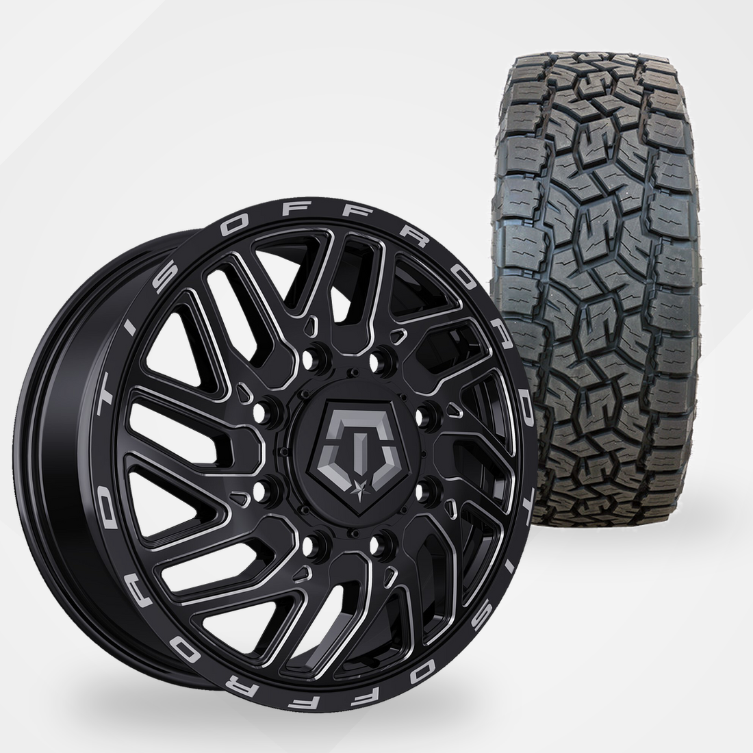 TIS 544BM Dually 20x8.25 Wheels & Toyo Tires Open Country A/T III 35x12.50R20 Tires - 20" Dually Package