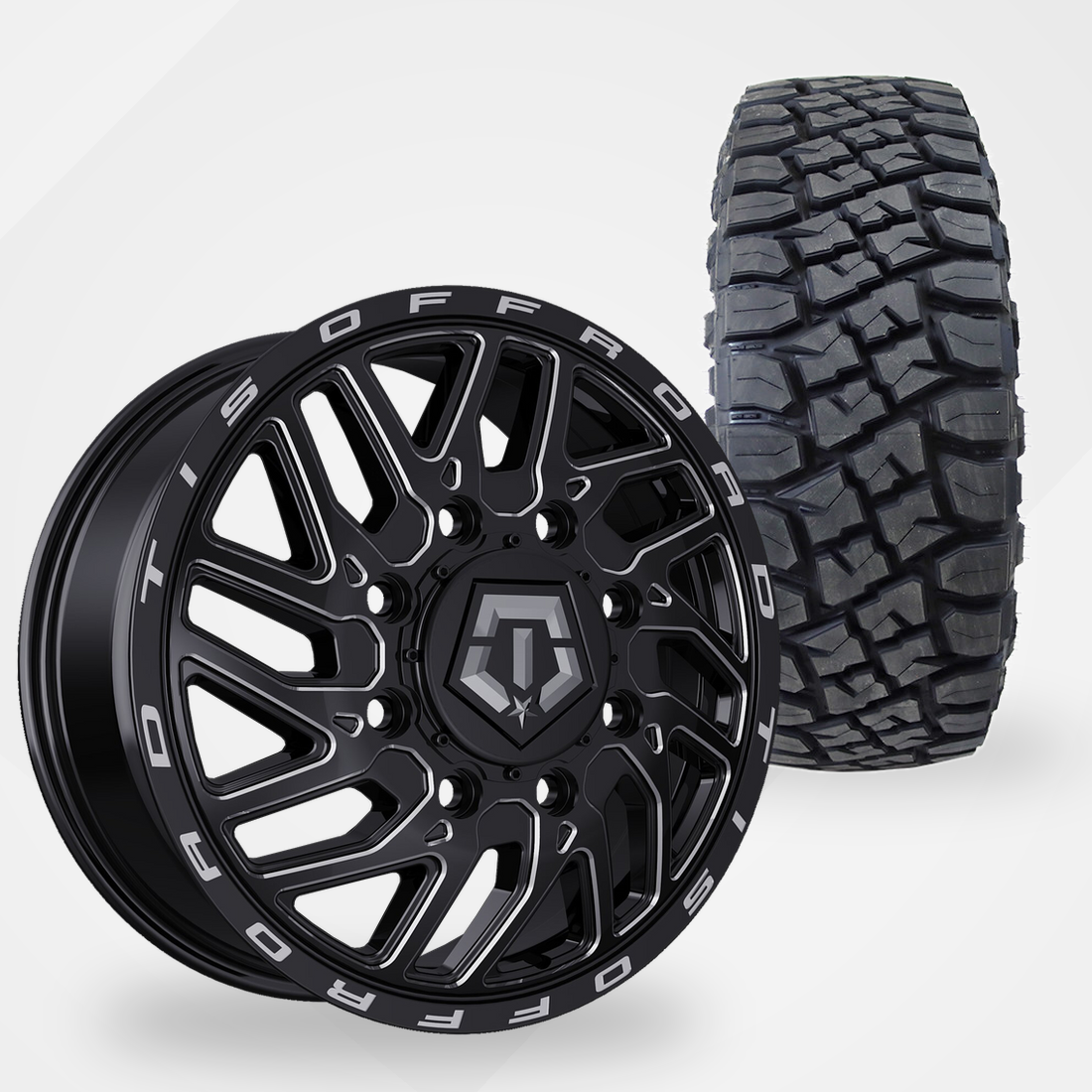 TIS 544BM Dually 22x8.25 Wheels & Toyo Tires Open Country R/T Pro 35x12.50R22 Tires - 22" Dually Package