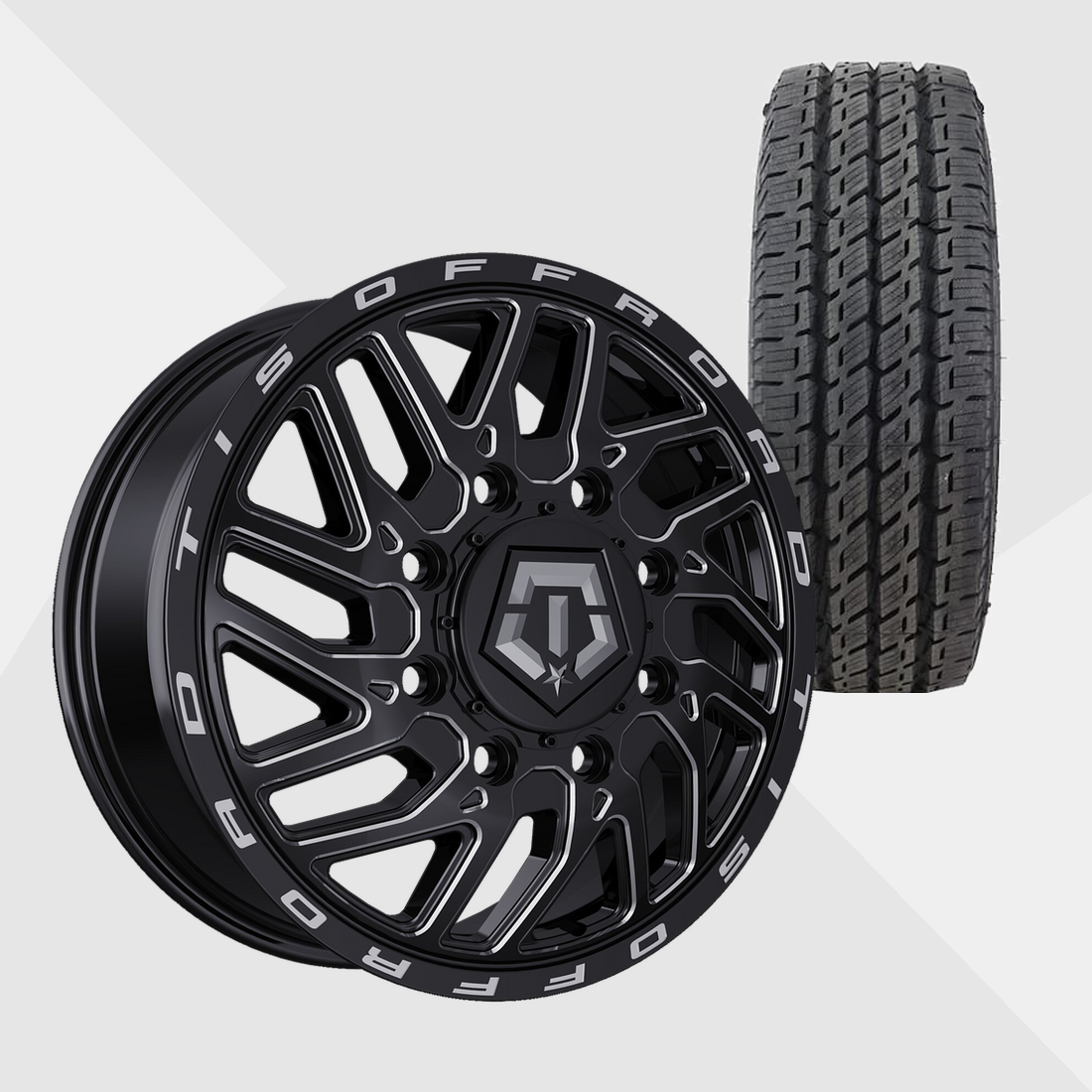 TIS 544BM Gloss Black Milled 20x8.25 8x210 with Nitto Tires Dura Grappler 275/60R20 Dually Package