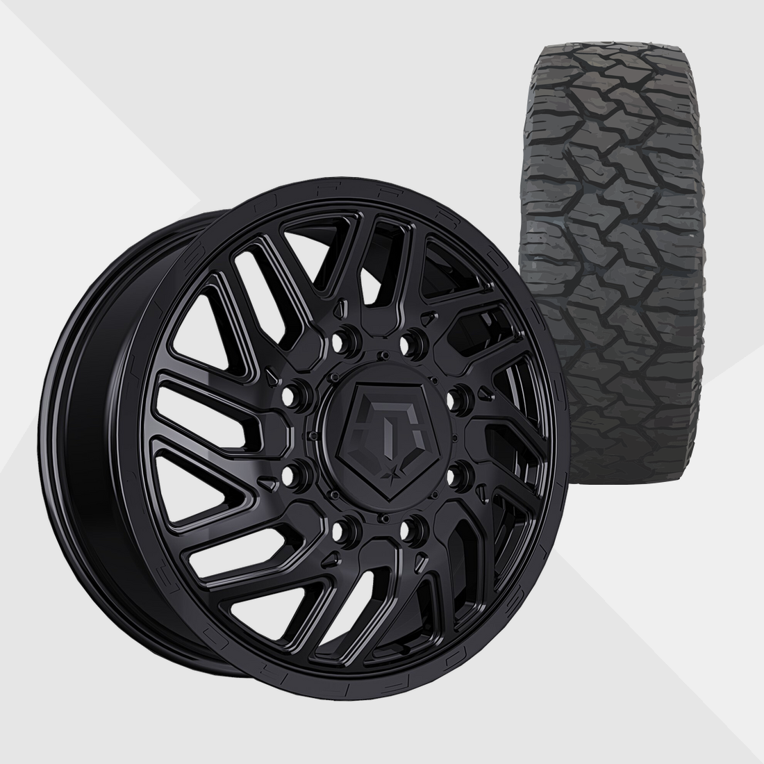 TIS 544B Gloss Black 20x8.25 8x165.1 (8x6.5) with Nitto Tires Exo Grappler AWT 35x11.50R20 Dually Package