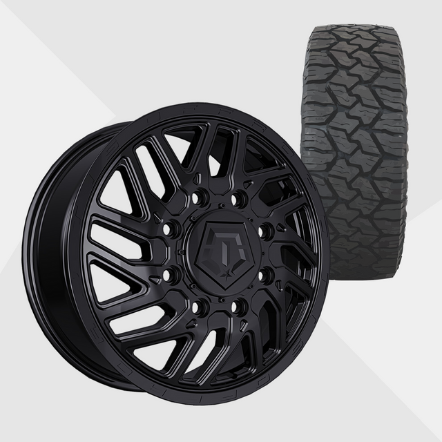 TIS 544B Gloss Black 20x8.25 8x165.1 (8x6.5) with Nitto Tires Exo Grappler AWT 35x11.50R20 Dually Package