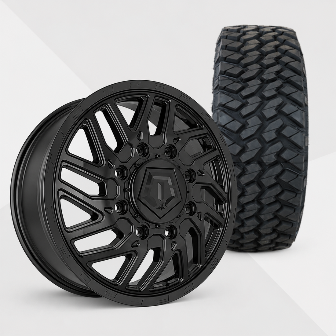 TIS 544B Dually 20x8.25 Wheels & Nitto Tires Trail Grappler M/T 285/60R20 Tires - 20" Dually Package