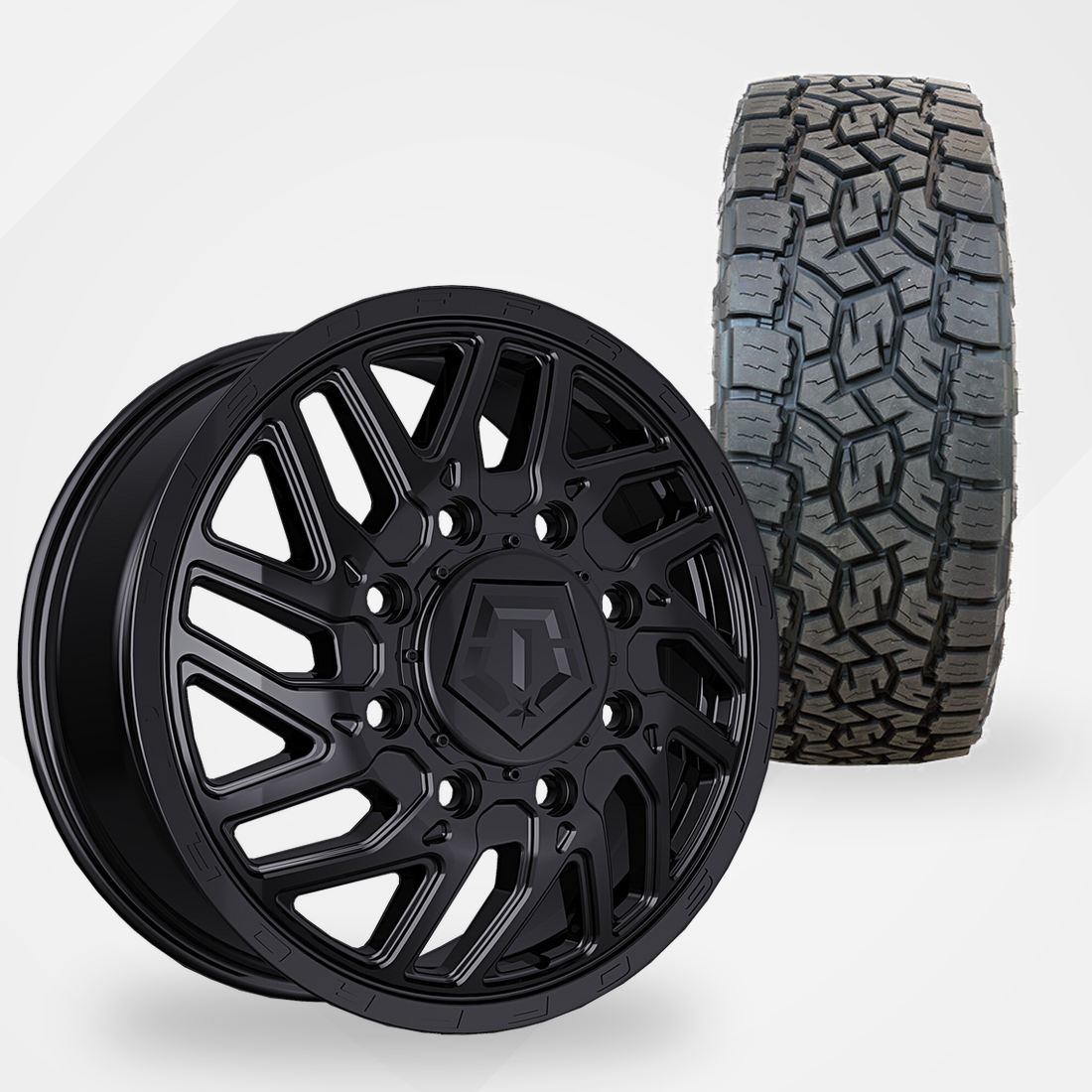 TIS 544B Dually 20x8.25 Wheels & Toyo Tires Open Country A/T III 35x12.50R20 Tires - 20" Dually Package