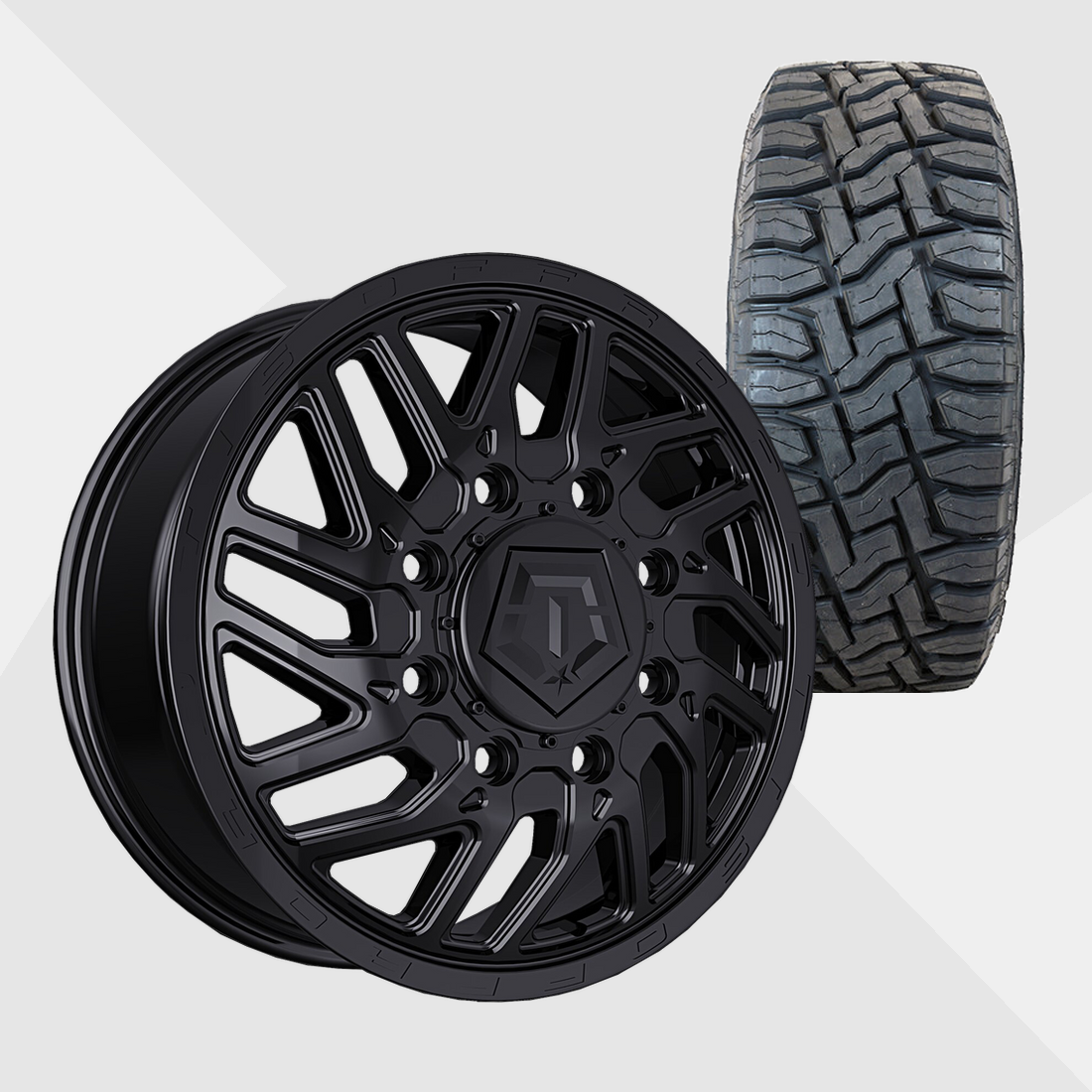 TIS 544B Gloss Black 22x8.25 8x210 with Toyo Tires Open Country R/T 35x12.50R22 Dually Package