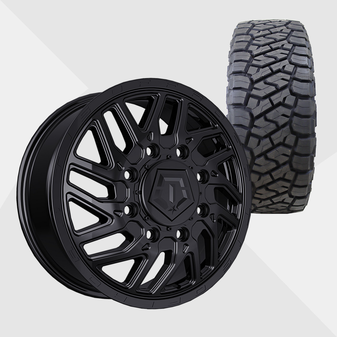 TIS 544B Gloss Black 20x8.25 8x210 with Toyo Tires Open Country R/T Trail 35x12.50R20 Dually Package