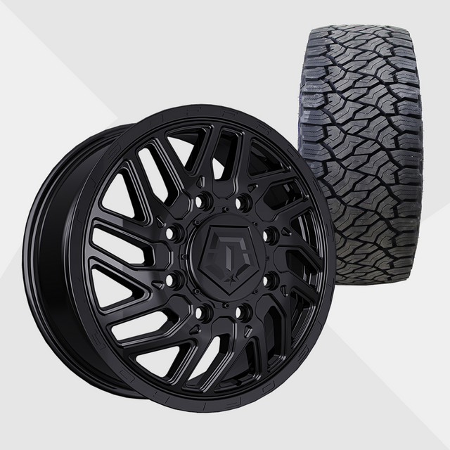 TIS 544B Gloss Black 20x8.25 8x165.1 (8x6.5) with Venom Power Tires Trail Hunter ATS 33x12.50R20 Dually Package