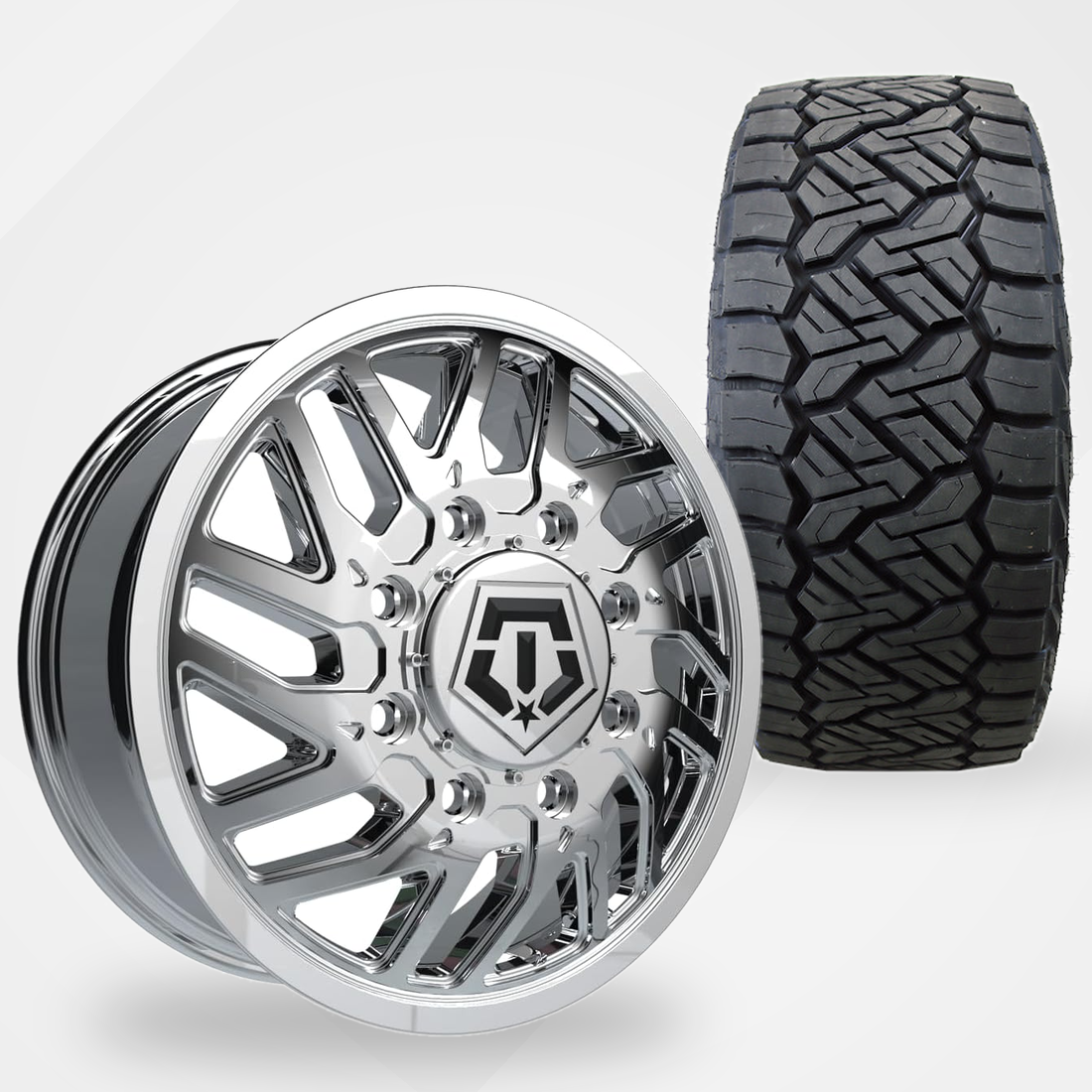 TIS 544C Dually 22x8.25 Wheels & Nitto Tires Recon Grappler A/T 325/50R22 Tires - 22" Dually Package