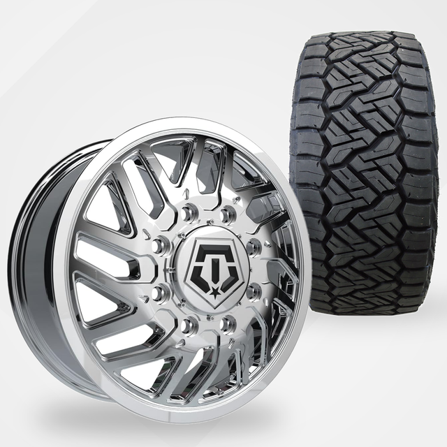 TIS 544C Dually 22x8.25 Wheels & Nitto Tires Recon Grappler A/T 325/50R22 Tires - 22" Dually Package
