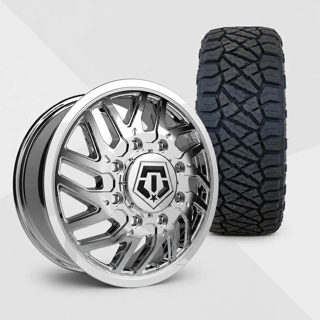 TIS 544C Dually 20x8.25 Wheels & Nitto Tires Ridge Grappler 35x13.50R20 Tires - 20" Dually Package