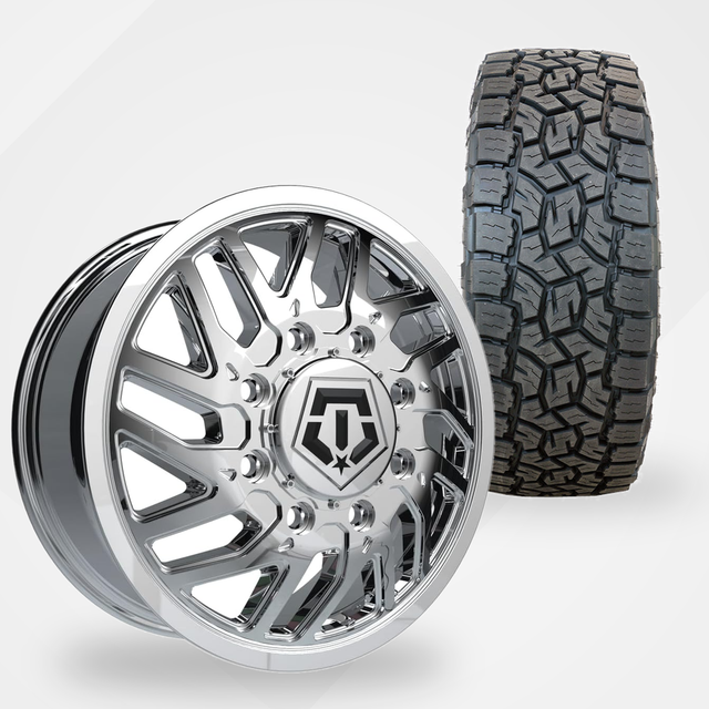 TIS 544C Dually 20x8.25 Wheels & Toyo Tires Open Country A/T III 35x12.50R20 Tires - 20" Dually Package