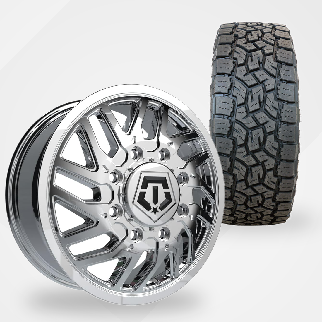 TIS 544C Dually 22x8.25 Wheels & Toyo Tires Open Country A/T III 35x12.50R22 Tires - 22" Dually Package