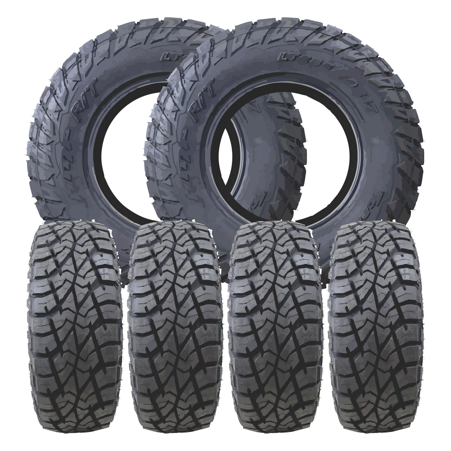 KG1 Luxor-KD 22x8.25 Wheels & AMP Tires Terrain Attack R/T 35x12.50R22 Tires - 22" Dually Package
