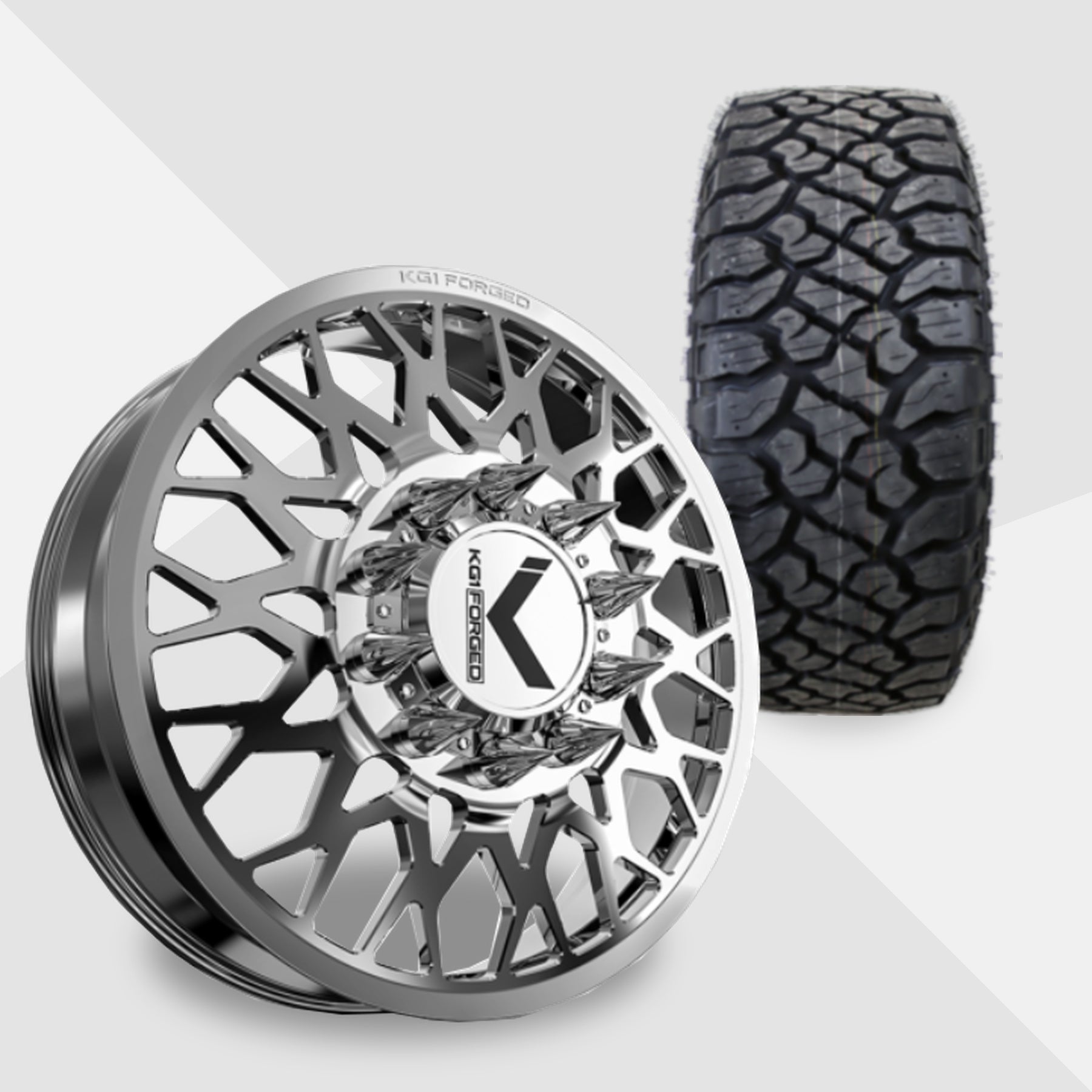 KG1 Torture-KD 24x8.25 Wheels & Kenda Tires Klever R/T 35x12.50R24 Tires - 24" Dually Package