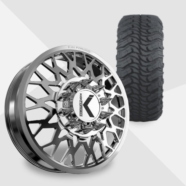 KG1 Torture-KD 24x8.25 Wheels & Atturo Tires Trail Blade MTS 37x13.50R24 Tires - 24" Dually Package