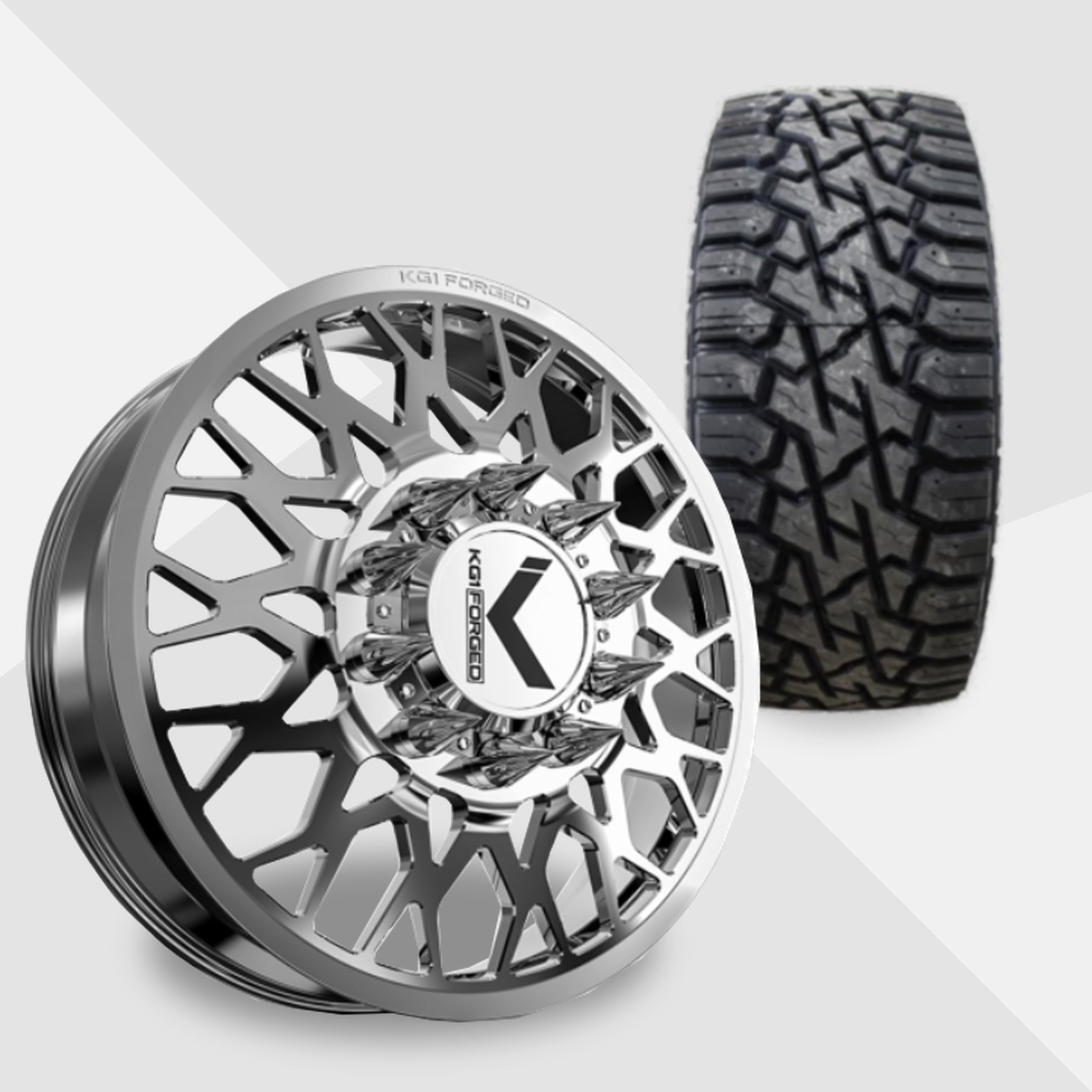 KG1 Torture-KD 22x8.25 Wheels & Venom Power Tires Trail Hunter R/T 35x12.50R22 Tires - 22" Dually Package